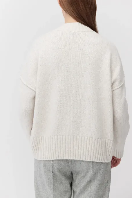 Sweter z wełną merynosową beż