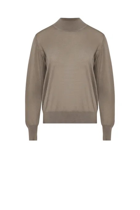 Bluzka półgolf z wełny merynosowej beż