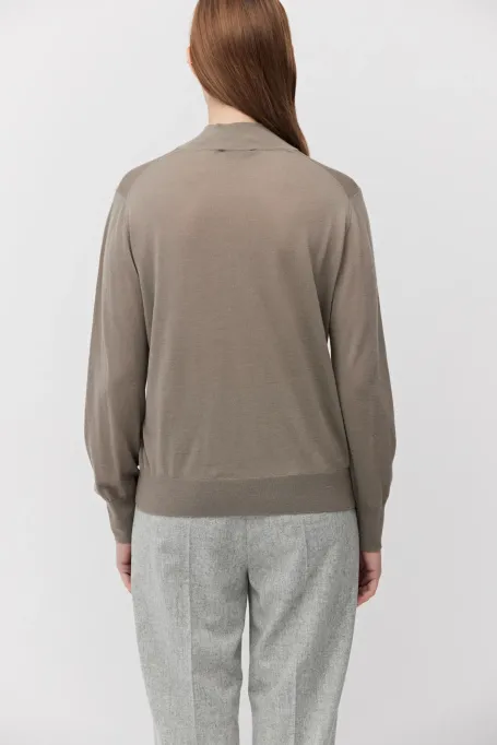 Bluzka półgolf z wełny merynosowej beż