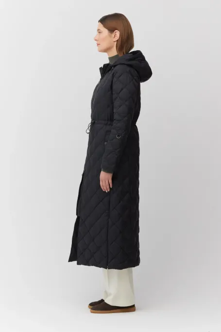 Długa kurtka z kapturem czarny