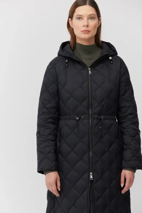 Długa kurtka z kapturem czarny