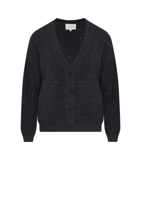 Szary dzianinowy kardigan z wełną