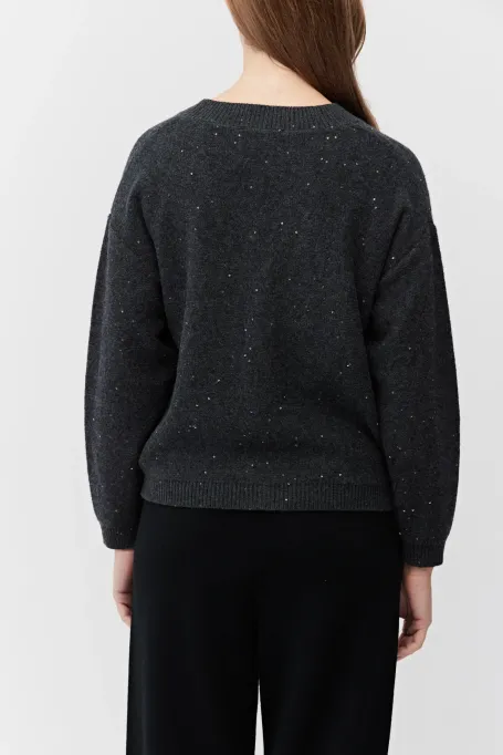 Szary dzianinowy kardigan z wełną