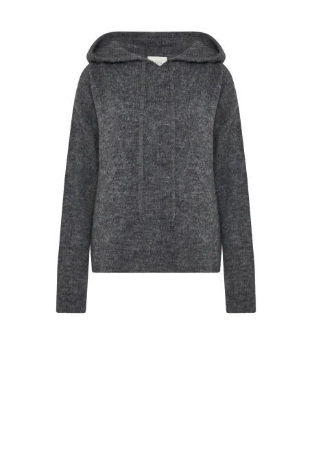 Szara bluza z kapturem z wełną baby alpaki