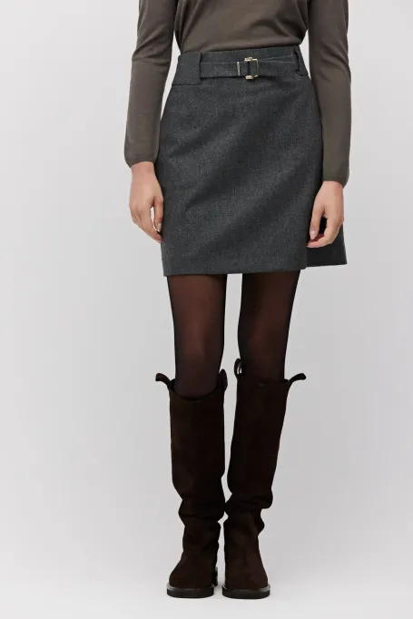 Szara mini spódnica z kaszmirem