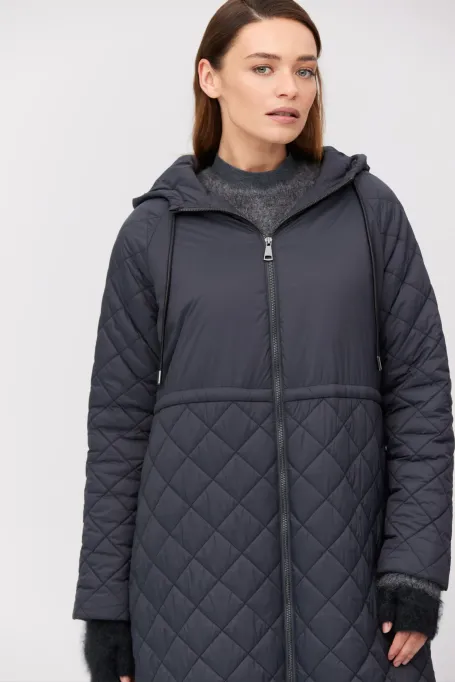 Szara kurtka z wełną wielbładzią damska - Patrizia Aryton Szara kurtka z wełną wielbładzią damska - Patrizia Aryton