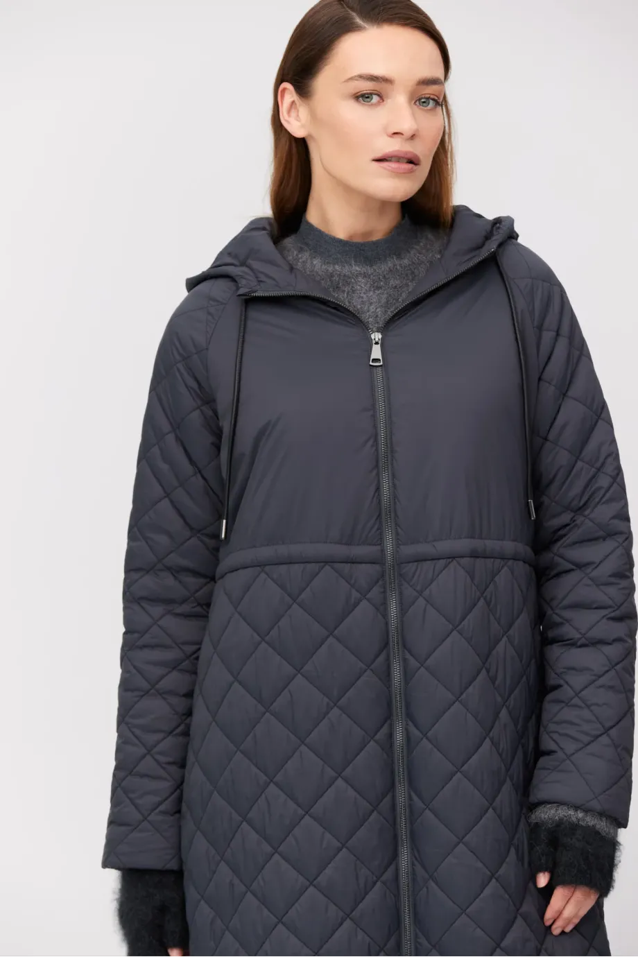 Szara kurtka z wełną wielbładzią damska - Patrizia Aryton Szara kurtka z wełną wielbładzią damska - Patrizia Aryton