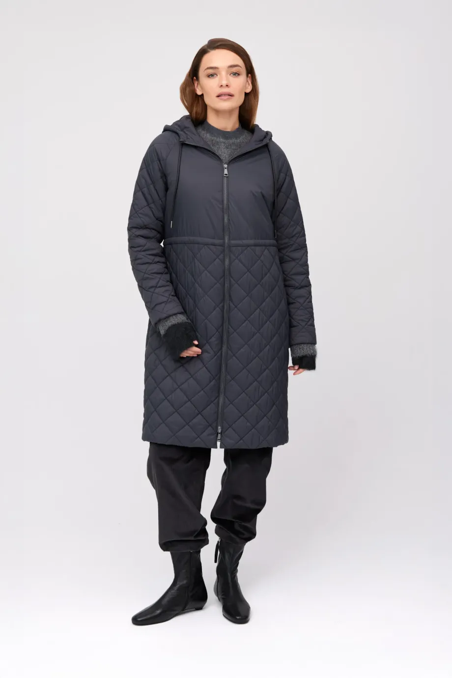 Szara kurtka z wełną wielbładzią damska - Patrizia Aryton Szara kurtka z wełną wielbładzią damska - Patrizia Aryton