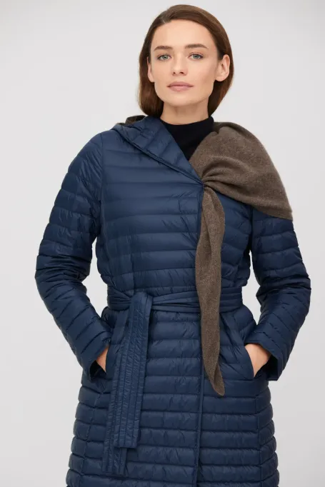 Lekka granatowa puchowa kurtka z kapturem damska - Patrizia Aryton Lekka granatowa puchowa kurtka z kapturem damska - Patrizia Aryton