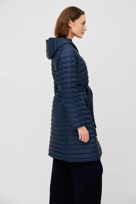 Lekka granatowa puchowa kurtka z kapturem damska - Patrizia Aryton Lekka granatowa puchowa kurtka z kapturem damska - Patrizia Aryton