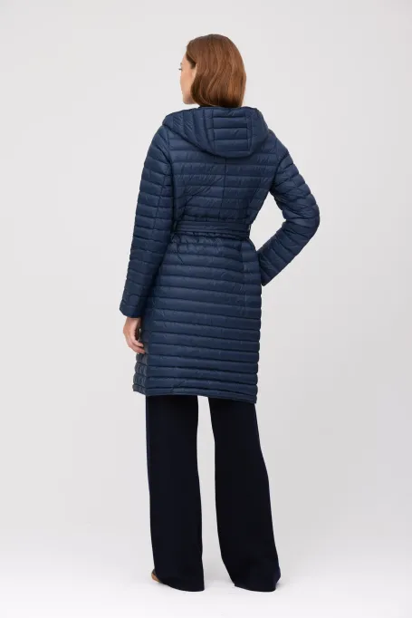 Lekka granatowa puchowa kurtka z kapturem damska - Patrizia Aryton Lekka granatowa puchowa kurtka z kapturem damska - Patrizia Aryton
