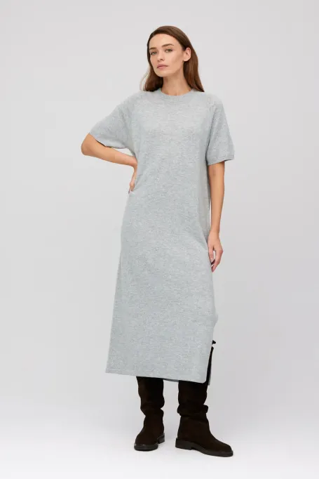 Szara sukienka midi z wełny merynosowej i kaszmiru - Patrizia Aryton