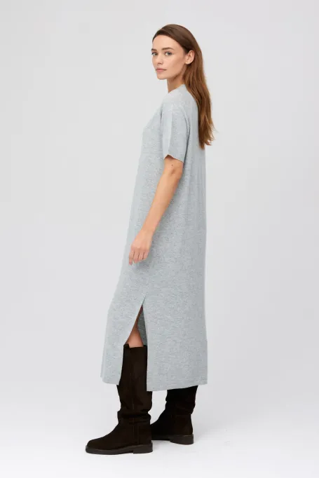Szara sukienka midi z wełny merynosowej i kaszmiru - Patrizia Aryton