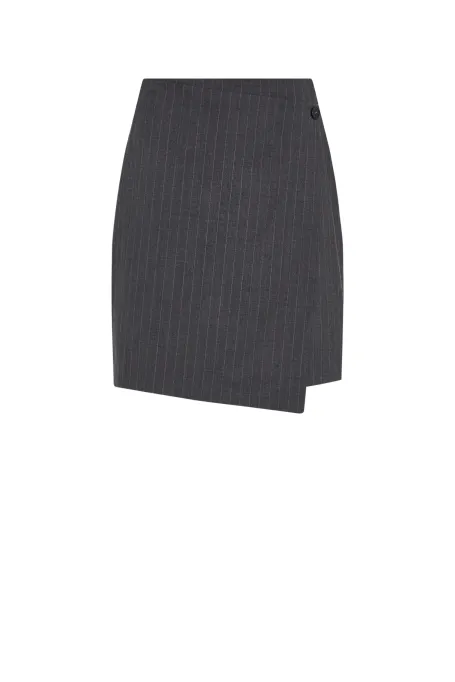 Szara wełniana spódnica mini w tenis