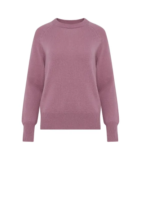 Fioletowy sweter z kaszmirem i wełną merino damski - Patrizia Aryton