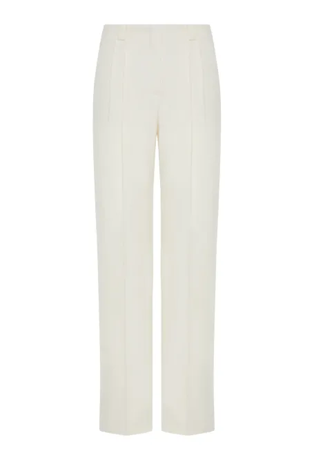 Śmietankowe wełniane spodnie do garnituru z kaszmirem damskie - Patrizia Aryton Śmietankowe wełniane spodnie do garnituru z kaszmirem damskie - Patrizia Aryton