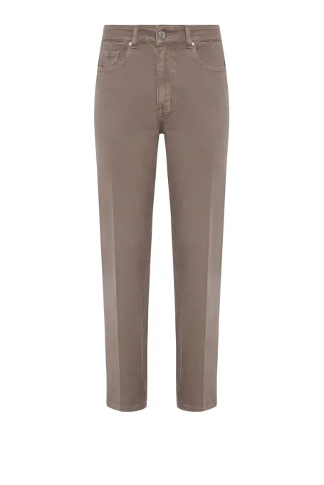 Brązowe jeansy mom fit z wysokim stanem damskie - Patrizia Aryton Brązowe jeansy mom fit z wysokim stanem damskie - Patrizia Aryton