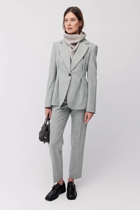 Beżowy dzianinowy ocieplacz na szyję z golfem damski - Patrizia Aryton