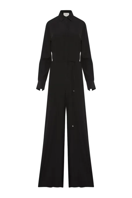 Czarny kombinezon z jedwabiu