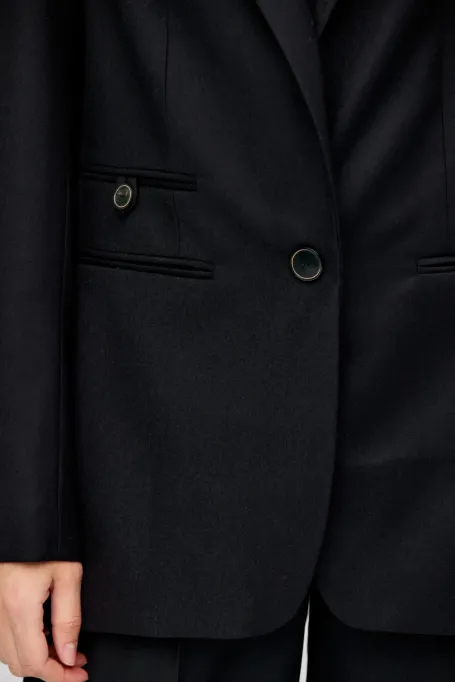 Wełniany żakiet z szerokimi ramionami do garnituru czarny