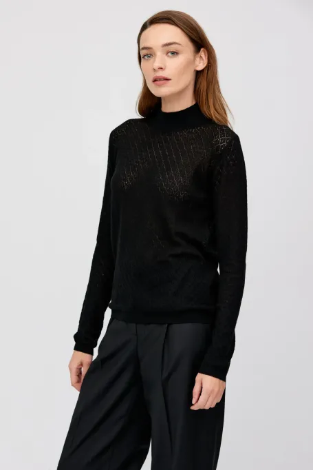 Półgolf z wełny merynosowej czarny