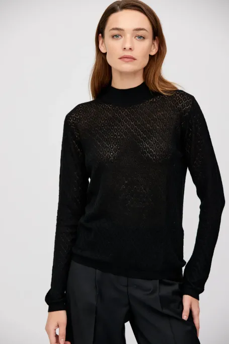 Półgolf z wełny merynosowej czarny