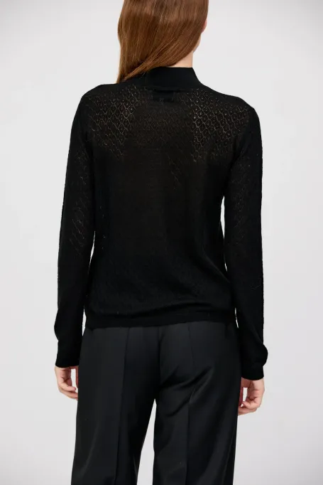 Półgolf z wełny merynosowej czarny