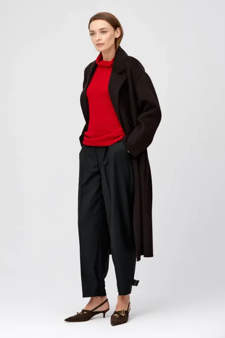 Półgolf z wełną baby alpaki czerwony