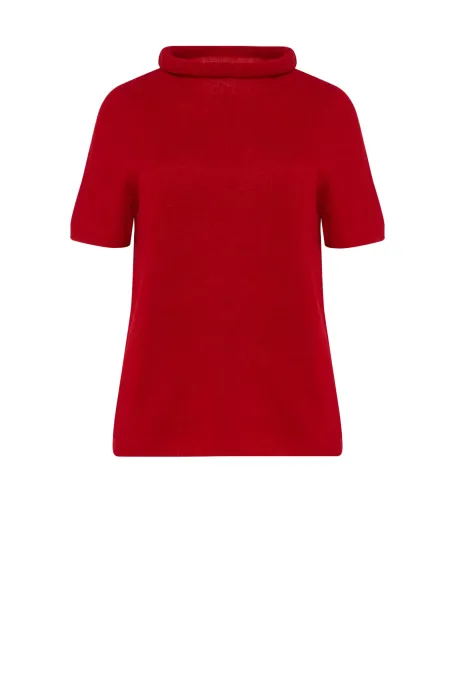 Półgolf z wełną baby alpaki czerwony