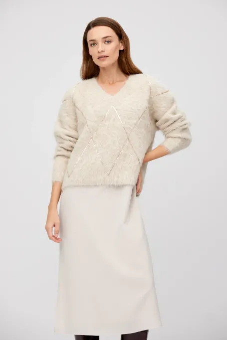 Sweter z wełną alpaki beż