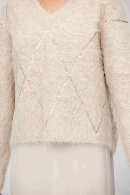 Sweter z wełną alpaki beż