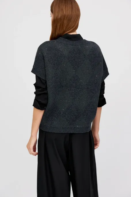 Sweter z wełną merynosowa szary