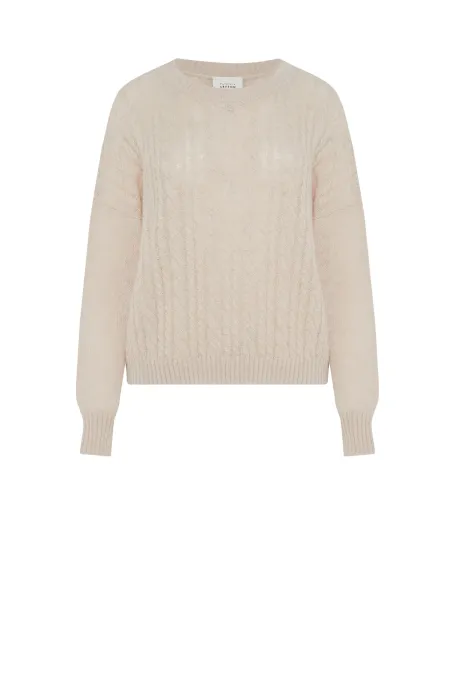 Sweter z wełny merynosowej i moheru beż