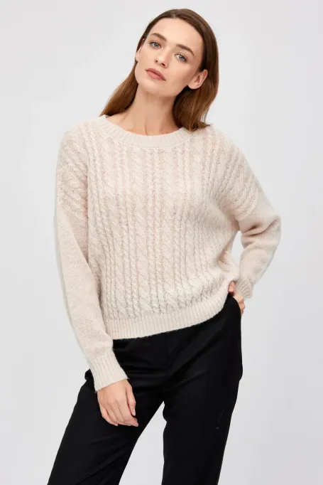 Sweter z wełny merynosowej i moheru beż