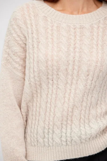 Sweter z wełny merynosowej i moheru beż