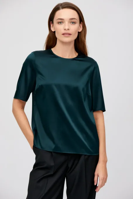 Szmaragdowa bluzka z jedwabiu