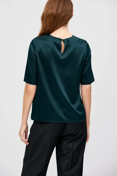 Szmaragdowa bluzka z jedwabiu