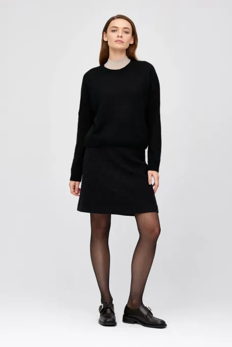 Czarny sweter z kaszmirem i jedwabiem damski - Patrizia Aryton