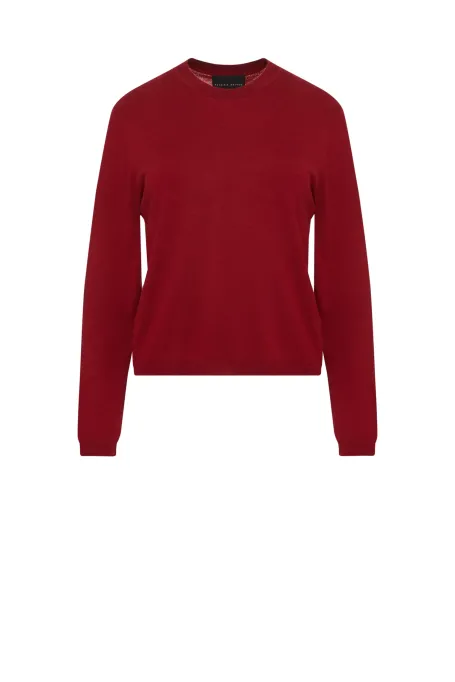 Czerwona bluzka z wełny merynosowej damska - Patrizia Aryton