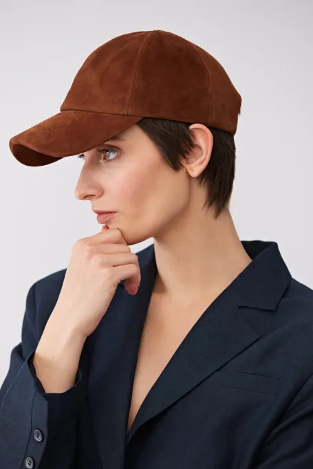 Zamszowa czapka z daszkiem damska - Patrizia Aryton