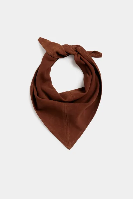 Brązowa apaszka ze skóry zamszowej damska - Patrizia Aryton