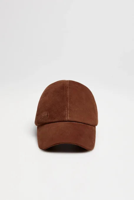 Brązowa zamszowa czapka z daszkiem damska - Patrizia Aryton