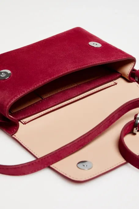 Czerwona torebka ze skóry zamszowej damska - Patrizia Aryton