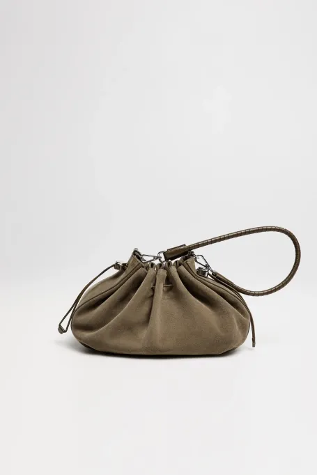 Zielona torebka ze skóry zamszowej damska - Patrizia Aryton