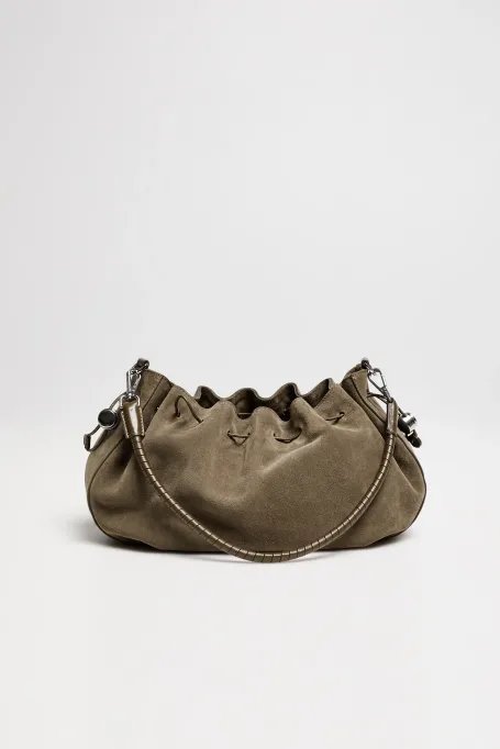 Zielona torebka ze skóry zamszowej damska - Patrizia Aryton