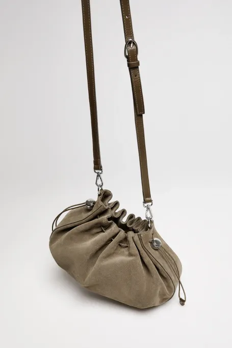 Zielona torebka ze skóry zamszowej damska - Patrizia Aryton