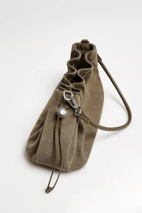 Zielona torebka ze skóry zamszowej damska - Patrizia Aryton