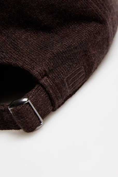 Brązowa czapka z daszkiem z domieszką kaszmiru