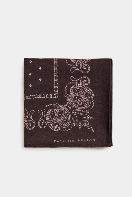 Brązowa chusta z wełny i jedwabiu