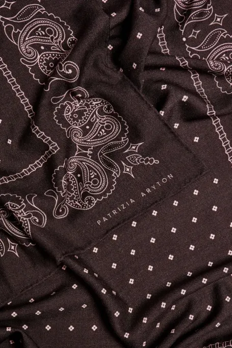 Brązowa chusta z wełny i jedwabiu